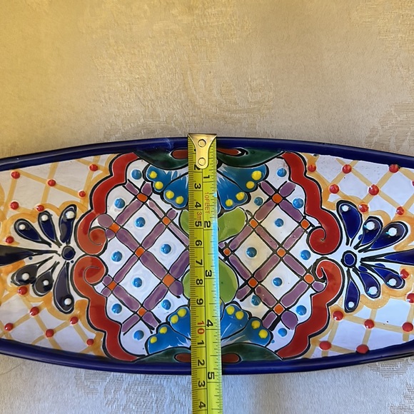 Beautiful Tonala, Mexico platter, dish, handmade and hand painted - Picture 9 of 10